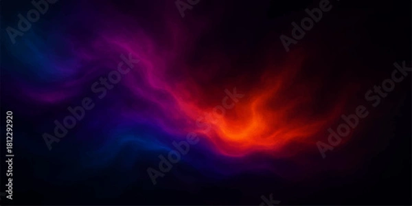 Fototapeta Abstract colorful nebula with red purple and blue hues on black background