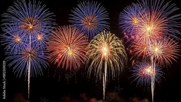 Fototapeta Spectacular Fireworks Display Illuminating the Night Sky.