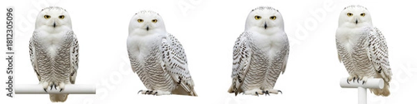 Fototapeta Set of owls isolated on white