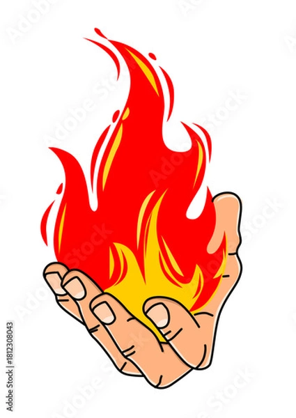 Fototapeta Illustration of a hand on fire