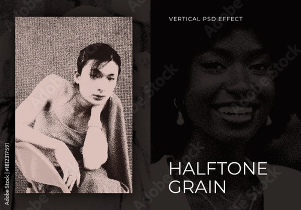 Obraz Halftone Grain Vertical Image Effect Mockup
