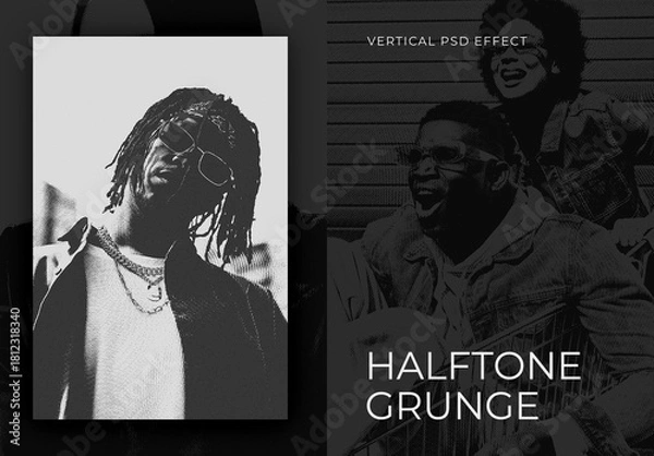 Obraz Grunge Halftone Vertical Image Effect Mockup