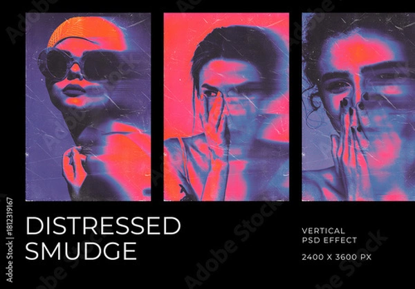 Obraz Grunge Smudge Vertical Image Effect Mockup