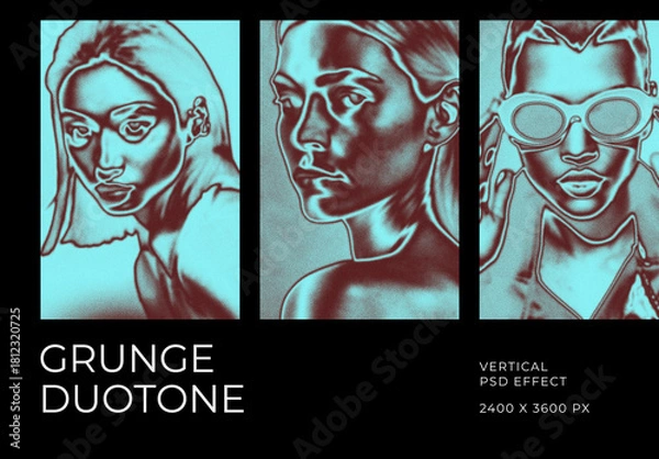 Obraz Grunge Duotone Vertical Image Effect Mockup