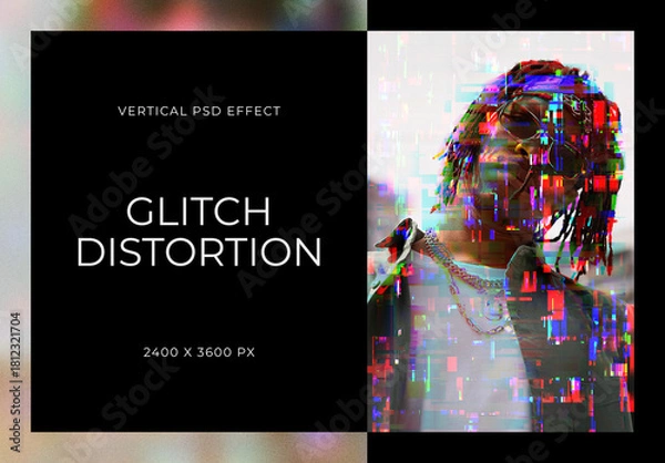 Obraz Glitch Vertical Image Effect Mockup