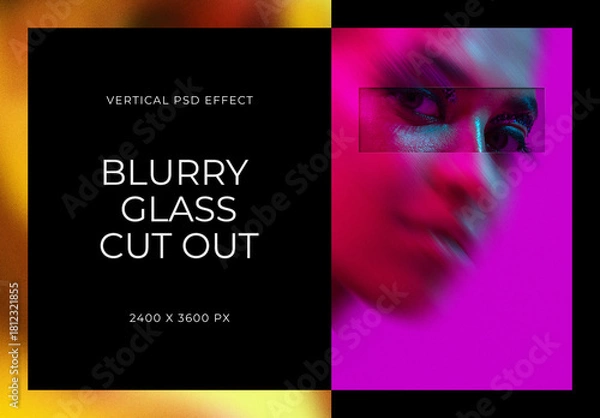 Obraz Cut Out Blur Vertical Image Effect Mockup