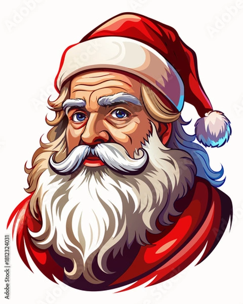 Obraz santa claus, real print Style, white background