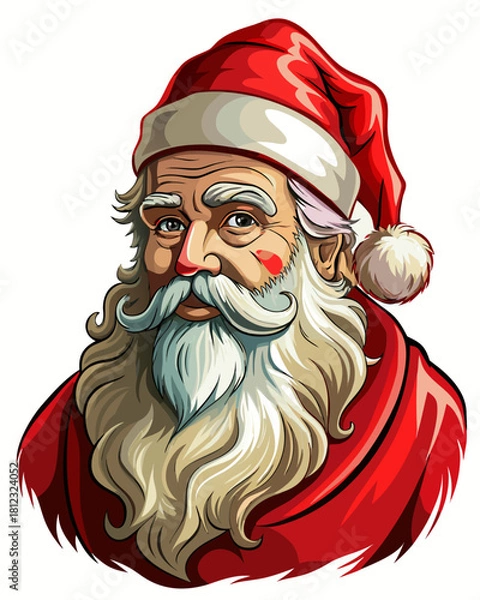 Obraz santa claus, real print Style, white background