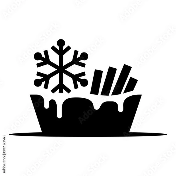 Fototapeta frozen food icon Silhouette vector style with white background