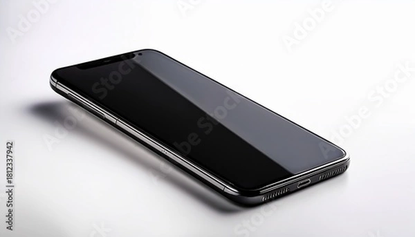Fototapeta modern black smartphone mockup lying at an angle on white background