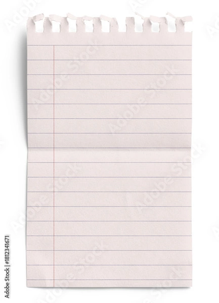 Obraz Small Notepad Pink Page Folded Lined with Red Margin