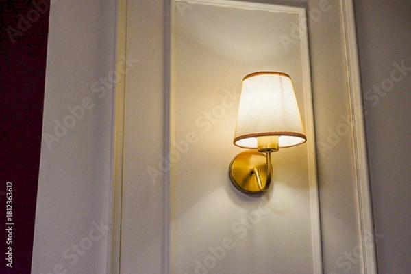 Obraz Cozy house exterior with wooden casement window and white wall rendering,Large estate home building Window Frame,minimal home concept.