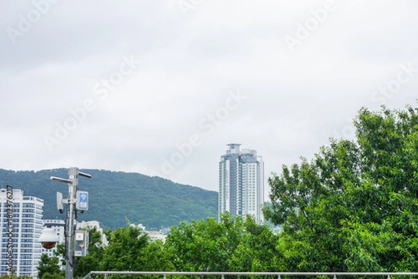 Obraz Rooftop in korea,city view korea,nice day and blue sky,South Korea.