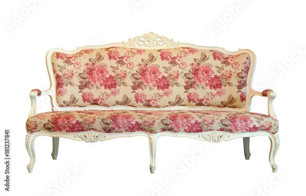 Fototapeta vintage sofa isolated on white background with working path