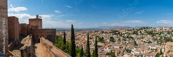 Obraz Walls and towers of Alcazaba in summer, Alhambra, Granada, Spain