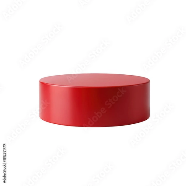 Obraz Red cylindrical podium stage isolated on transparent background