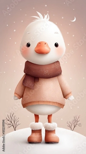 Obraz duck in winter cartoon