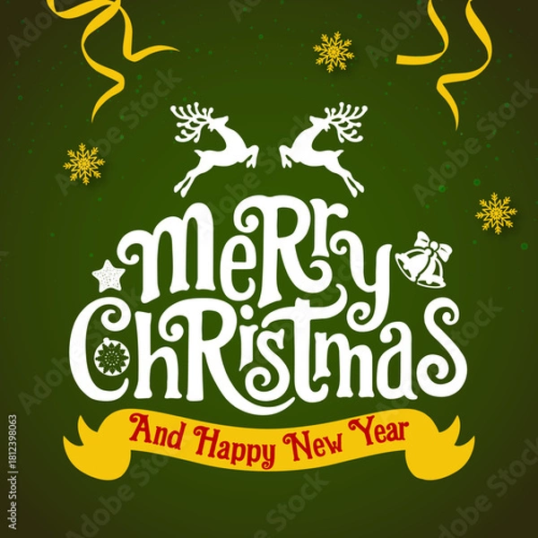 Fototapeta Merry Christmas tree concept made of white 2026 happy new year decorations star isolated on red background table minimal flat lay, xmas winter holiday party, top down view, copy space, wide banner.