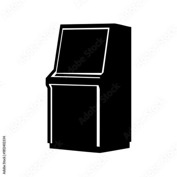 Fototapeta Retro black arcade game machine with classic design on white background
