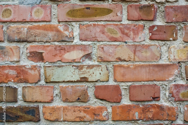 Obraz Brick wall texture background. Orange bricks grunge pattern.