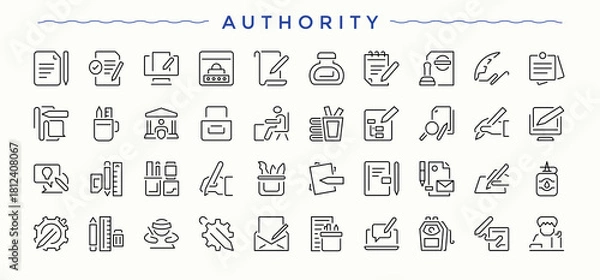 Fototapeta Authority modern icon set. Modern thin line style icons. Handwriting icon collection. Included typing, pen, write, education, stationery and more.