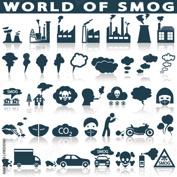 Obraz Smog, pollution icons set