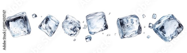 Obraz Flying ice cubes showing cold and refreshing elements