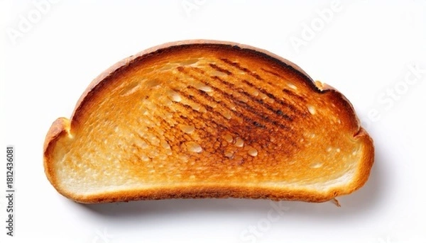 Fototapeta crispy grilled toast bread slice with golden brown crust texture on white background for breakfast