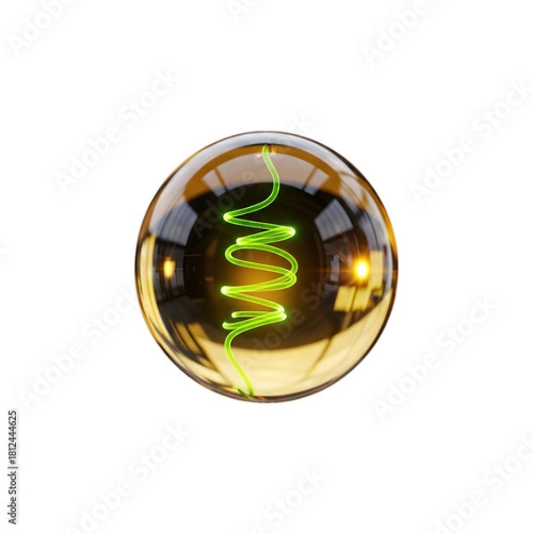 Obraz A glass sphere with a green spiral inside isolated on transparent background