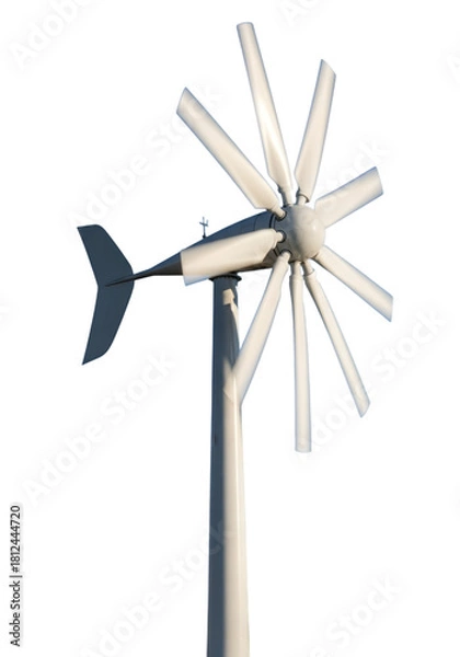 Obraz Wind turbine isolated on transparent background, a clean energy source for power