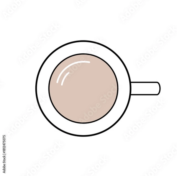 Fototapeta 大人ミニマルのコーヒーマグカップ俯瞰イラスト｜シンプル・ベクター素材