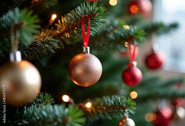 Obraz Christmas tree with festive decorations