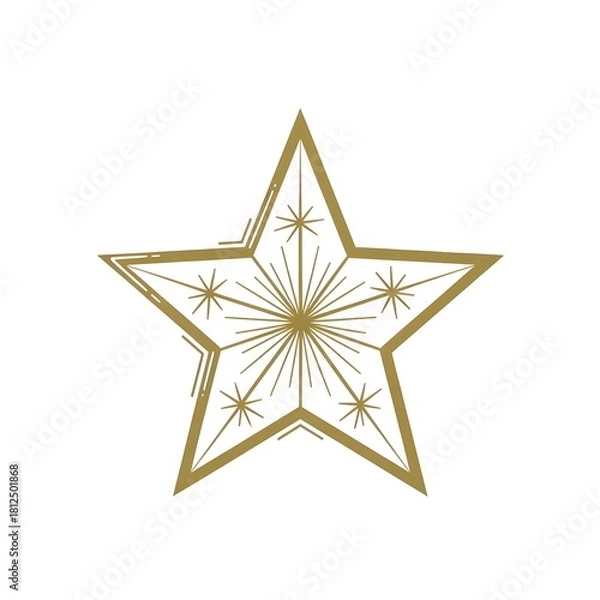Fototapeta Elegant gold wireframe star with hollow design, sophisticated Christmas decoration perfect for modern holiday cards and minimalist festive displays.