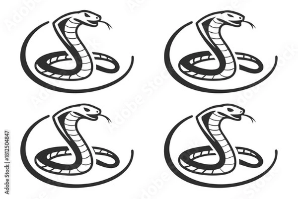Fototapeta Minimal snake outline icon set with vibrant colors