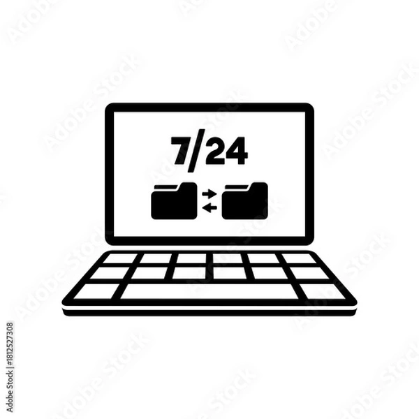 Obraz 7/24 data transfer - Vector flat icon