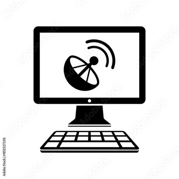 Obraz Satellite computer application - Vector flat icon