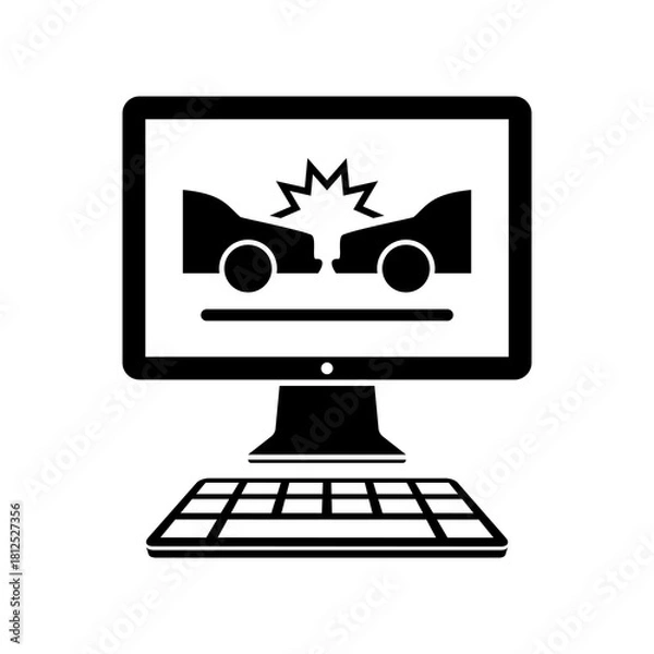 Obraz Car crash application - Vector flat icon