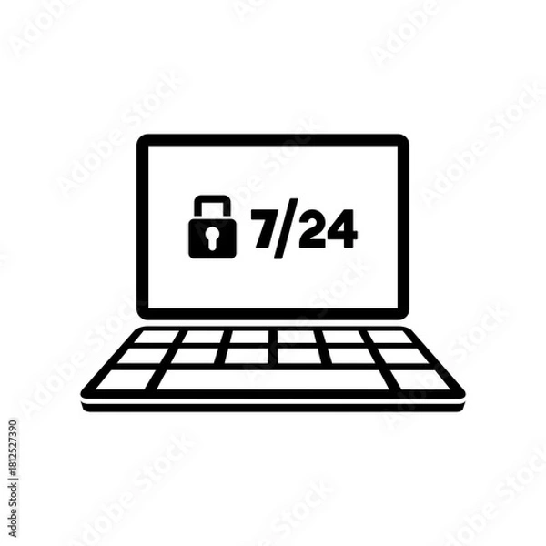 Obraz 7/24 computer protection - Vector flat icon