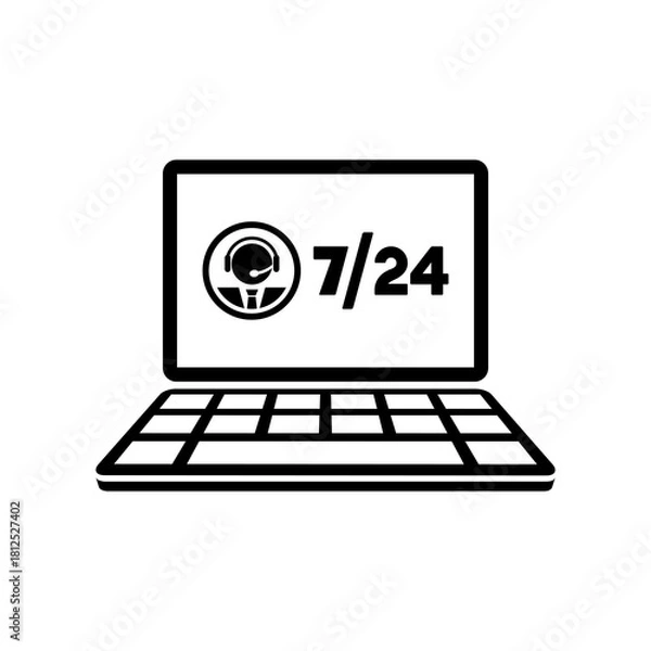 Obraz 7/24 computer assistance - Vector flat icon