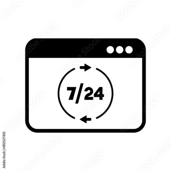 Obraz 7/24 computer assistance - Vector flat icon
