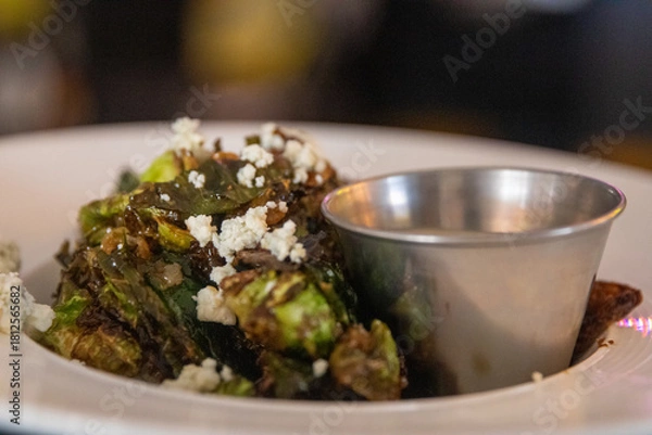 Obraz Brusselsprouts with blue cheese crumbles