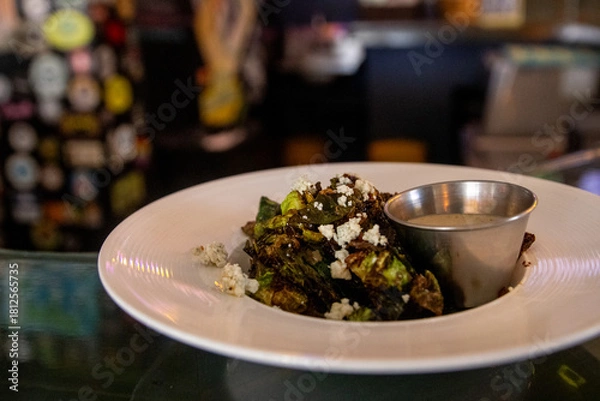 Obraz Brusselsprouts with blue cheese crumbles