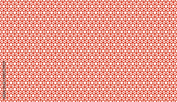 Fototapeta Arabic seamless mosaic. Red and white colors. Zellige Vector.