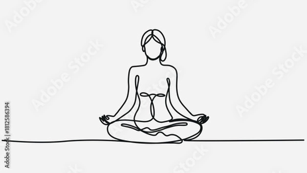 Obraz Minimalist Continuous One Line Drawing-Art Meditation Woman 