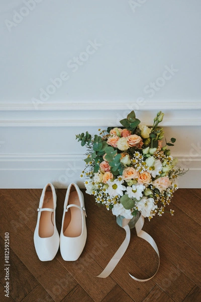 Obraz wedding shoes on the beach