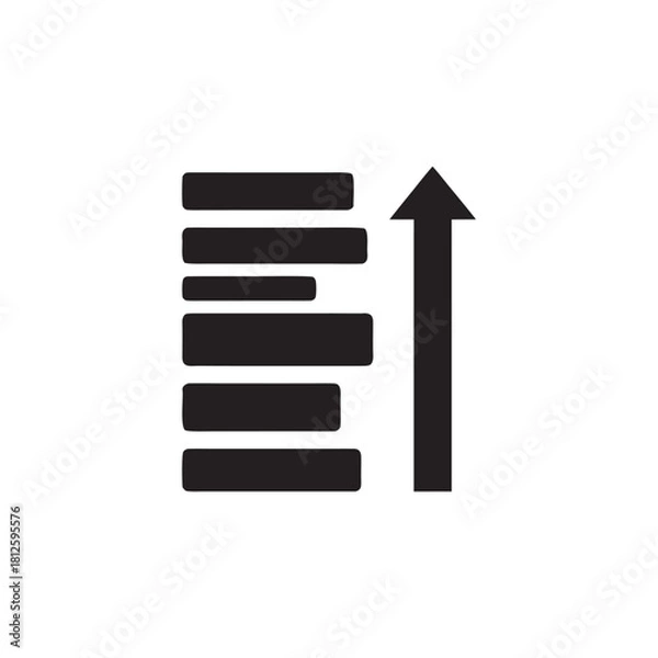 Obraz Minimal Black and White Vector Icon Showing Data Growth and Ascending List for Business and IT Technology
