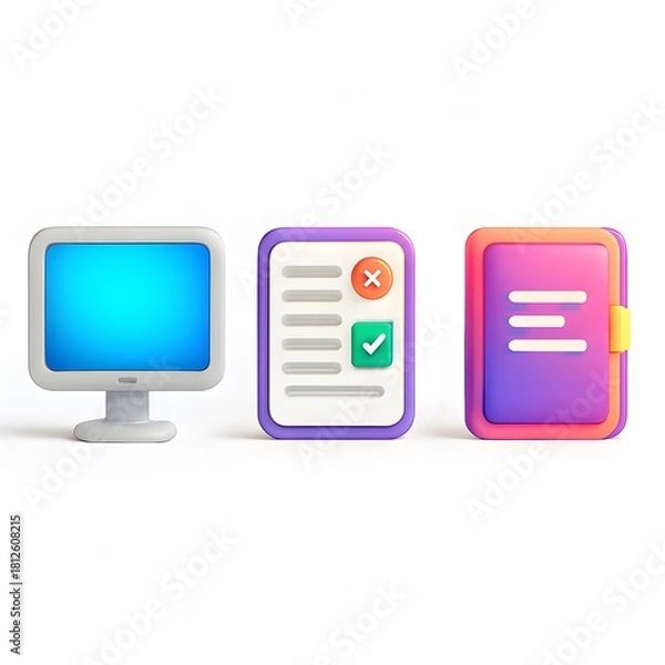 Fototapeta Computer with files and document for work and presentation