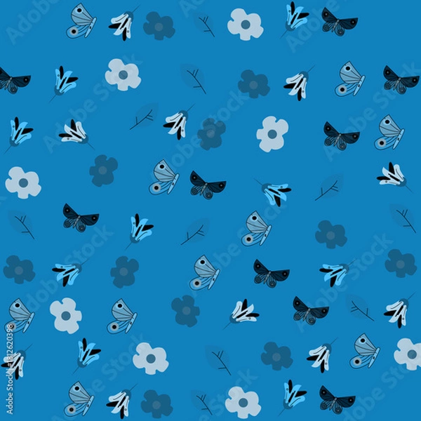 Obraz Vintage Butterfly & Flower Repeat Pattern