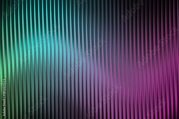 Fototapeta Abstract background with vertical lines and a gradient of glowing teal deep purple and pink colors