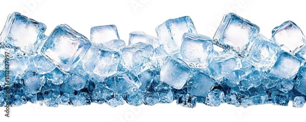 Obraz A group of clear ice cubes arranged in a row